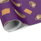 Kaffee und Schokolade Biscuits Muster Lila Küche Geschenkpapier (Rolleneckpunkt)