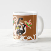 Kaffee und schwarze Katze Jumbo-Tasse (Vorderseite Rechts)