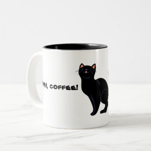 Kaffee und schwarze Katzenspass Zweifarbige Tasse