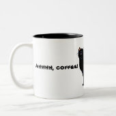 Kaffee und schwarze Katzenspass Zweifarbige Tasse (Links)