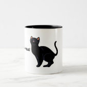 Kaffee und schwarze Katzenspass Zweifarbige Tasse (Mittel)