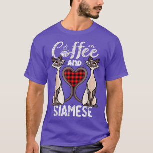 Kaffee und Siam Cat Kariert Heart Kitten Katze Sia T-Shirt