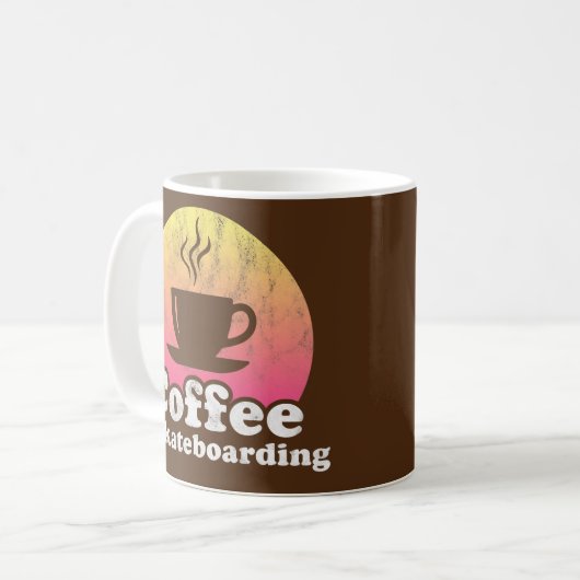 Kaffee und Skateboarding Kaffeetasse (Vorderseite Links)