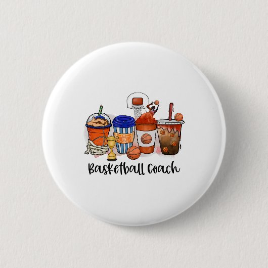 Kaffee und Sketch Coach Game Day Weihnachtskizze Button (Vorderseite)
