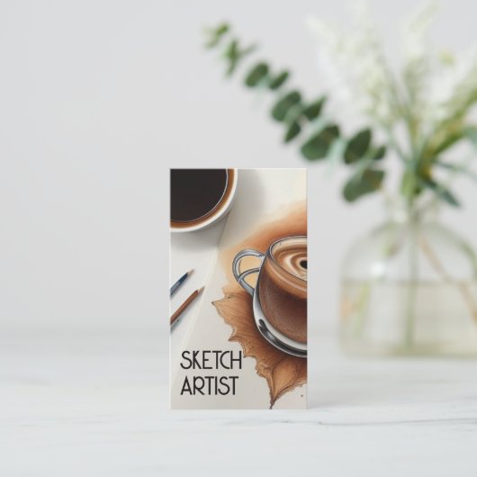 Kaffee und Skizzen Künstler Visitenkarte (Stehend Vorderseite)