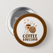 Kaffee und Strickknopf Button (Vorne & Hinten)
