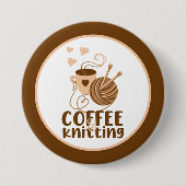 Kaffee und Strickknopf Button (Vorderseite)