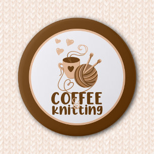 Kaffee und Strickknopf Button