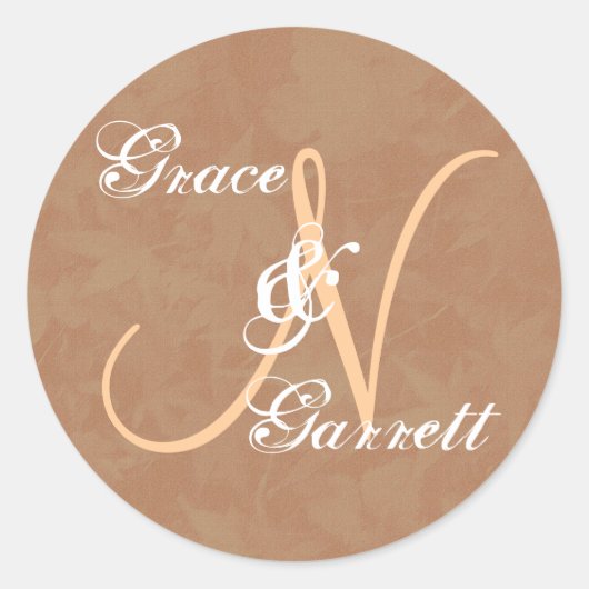 Kaffee und Tan Monogram N oder eine beliebige Anfa Runder Aufkleber (Vorderseite)