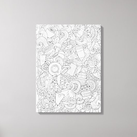 Kaffee und Tee Doodle 6 Leinwanddruck (Vorderseite)