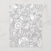 Kaffee und Tee Doodle Postkarte (Vorderseite)