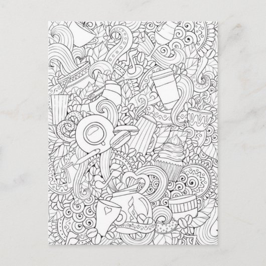 Kaffee und Tee Doodle Postkarte (Vorderseite)