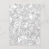 Kaffee und Tee Doodle Postkarte (Vorderseite)