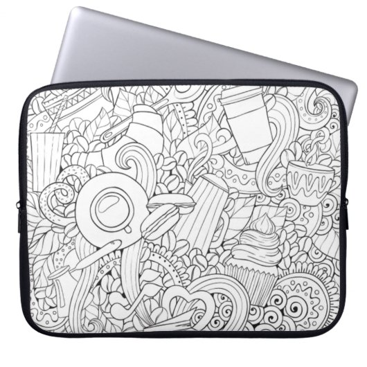 Kaffee-und Tee-Gekritzel Laptopschutzhülle (Vorderseite)
