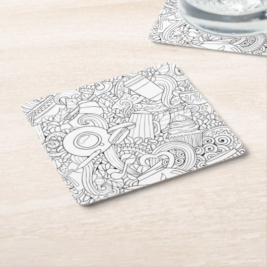 Kaffee-und Tee-Gekritzel Rechteckiger Pappuntersetzer (angewinkelt)