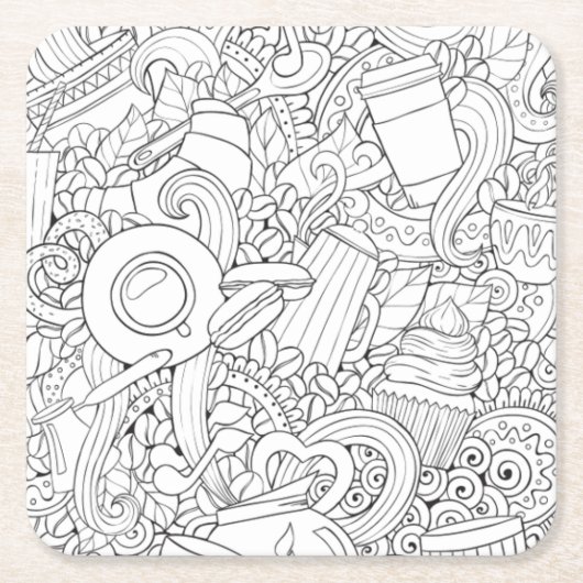 Kaffee-und Tee-Gekritzel Rechteckiger Pappuntersetzer (Vorderseite)