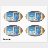 Kaffee- und Teeaufkleber Ovaler Aufkleber (Blatt)