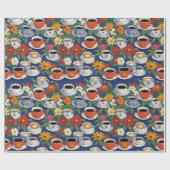 Kaffee- und Teebeutel Teeset Blumenblau Geschenkpapier (Flach)