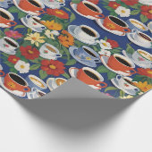 Kaffee- und Teebeutel Teeset Blumenblau Geschenkpapier (Ecke)