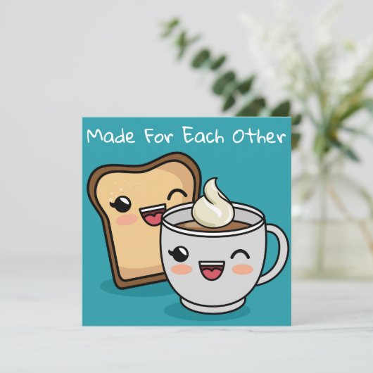 Kaffee und Toast Feiertagskarte (Stehend Vorderseite)