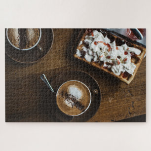 Kaffee und Waffeln Frühstück im Bett Puzzle