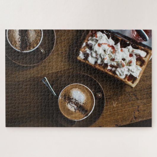 Kaffee und Waffeln Frühstück im Bett Puzzle (Horizontal)