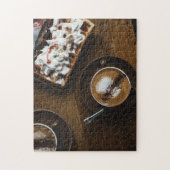 Kaffee und Waffeln Frühstück im Bett Puzzle (Vertikal)