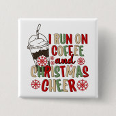 Kaffee und Weihnachts-Cheer Retro Groovy Weihnacht Button (Vorderseite)