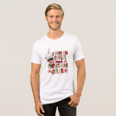 Kaffee und Weihnachts-Cheer Retro Groovy Weihnacht Tri-Blend Shirt (Vorderseite voll)