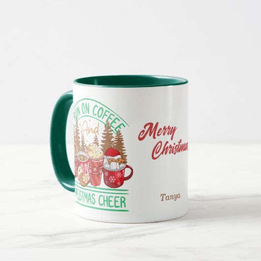 Kaffee und Weihnachts-Chef Retro Stil Urlaub Tasse (Vorderseite Links)