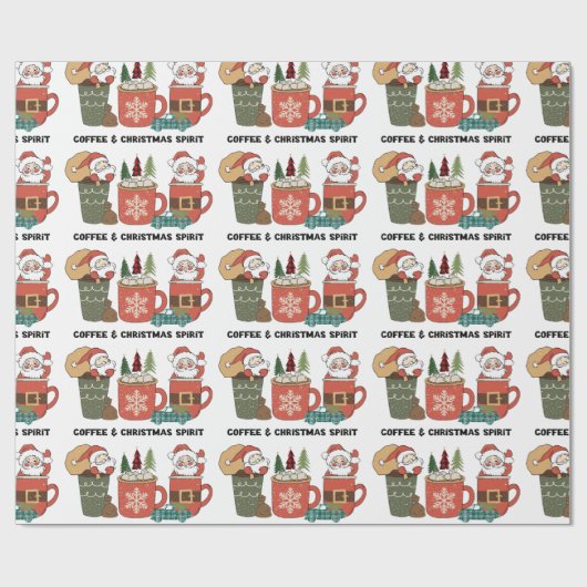 Kaffee und Weihnachtsgeist Geschenkpapier (Flach)