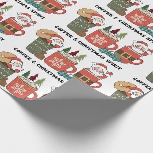 Kaffee und Weihnachtsgeist Geschenkpapier (Ecke)