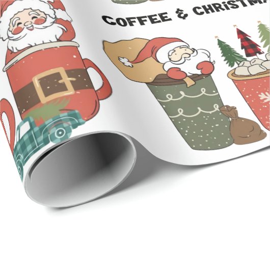 Kaffee und Weihnachtsgeist Geschenkpapier (Rolleneckpunkt)