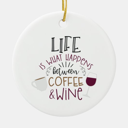 Kaffee und Wein Keramik Ornament (Vorne)