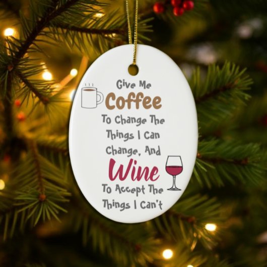 Kaffee und Wein Keramik Ornament