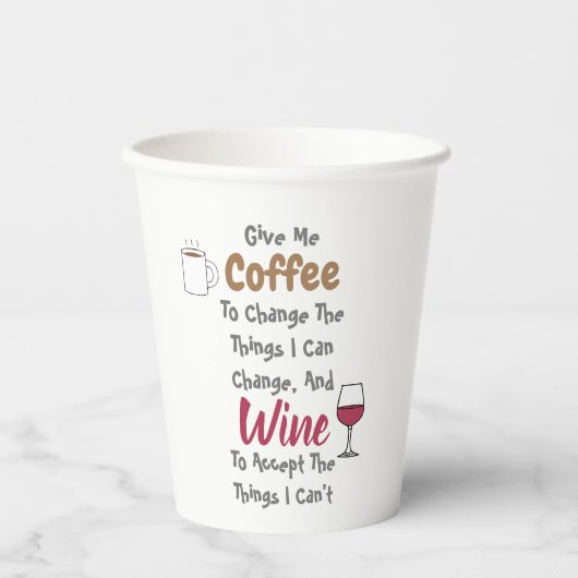 Kaffee und Wein Pappbecher (Vorderseite)