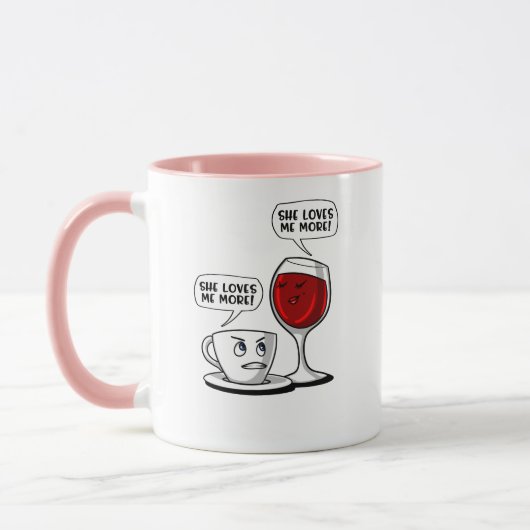 Kaffee und Wein sie Lieben ich mehr Tasse (Links)