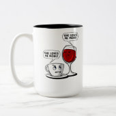 Kaffee und Wein sie Lieben ich mehr Zweifarbige Tasse (Links)