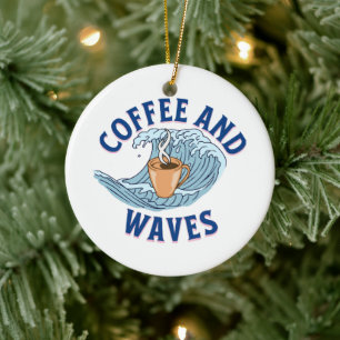 Kaffee und Wellen Keramik Ornament