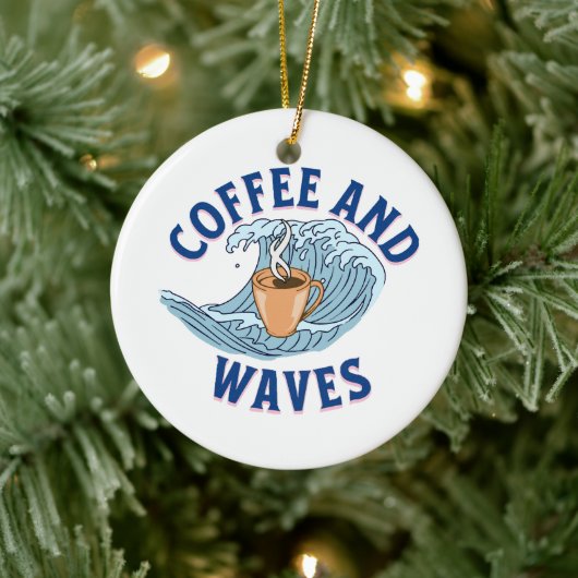 Kaffee und Wellen Keramik Ornament (Baum)
