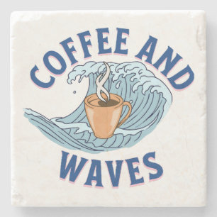 Kaffee und Wellen Steinuntersetzer