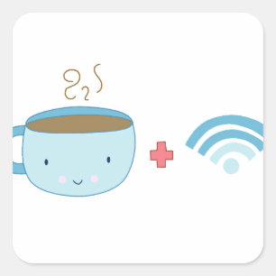 Kaffee und WLAN Quadratischer Aufkleber
