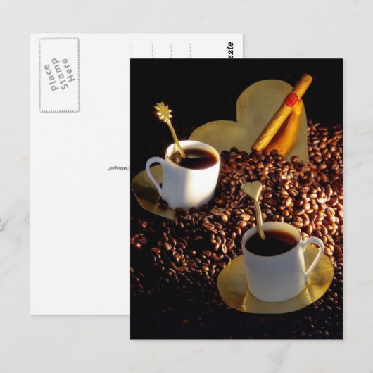 Kaffee und Zigar Postkarte (Vorne/Hinten)