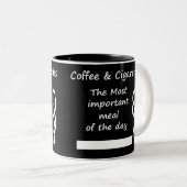 Kaffee und Zigaretten-Tasse Zweifarbige Tasse (VorderseiteRechts)