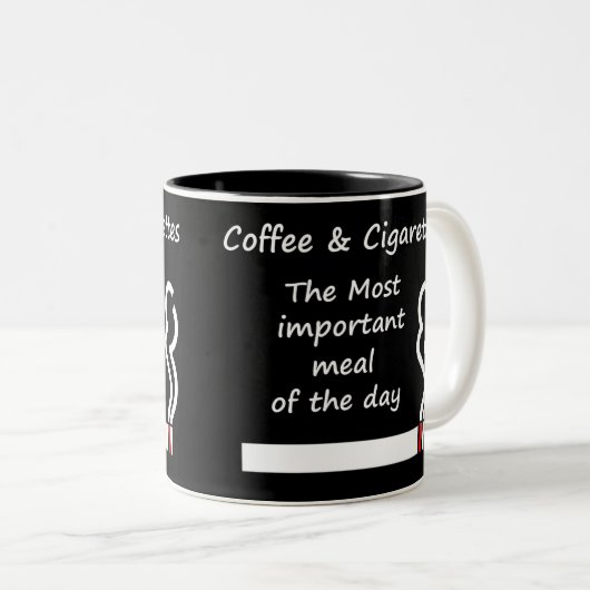 Kaffee und Zigaretten-Tasse Zweifarbige Tasse (VorderseiteRechts)