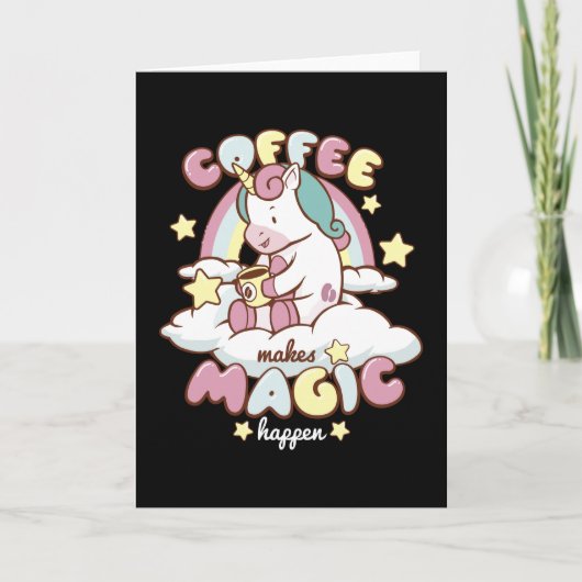 Kaffee Unicorn macht Magie Karte (Vorderseite)
