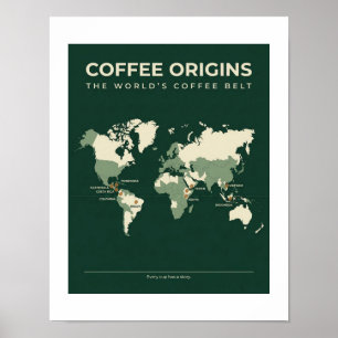 Kaffee-Ursprung Weltkarte Poster
