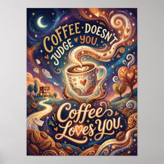 Kaffee urteilt nicht über dich poster