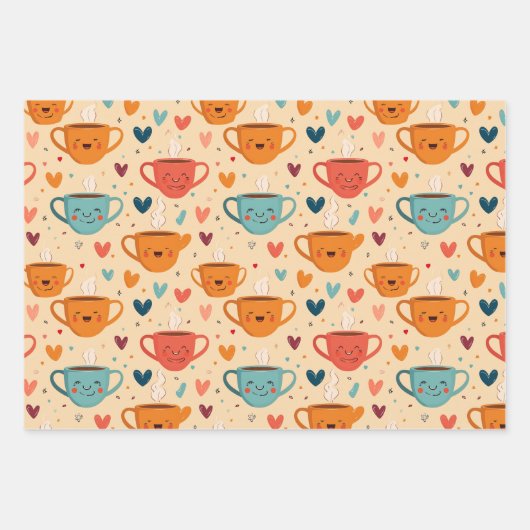 Kaffee Valentine Heartfelt Sips Geschenkpapier Set (Vorderseite)