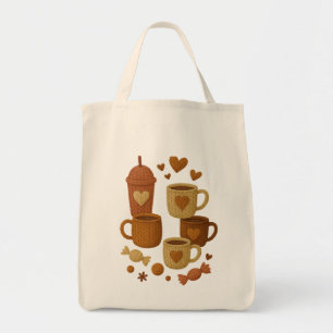 Kaffee Valentinstag Liebe Gestrickte Herzen Umarme Tragetasche